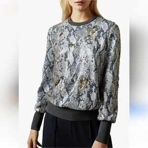 Ted Baker Snakeskin reverse sequin top - Ted size 2 US size 6